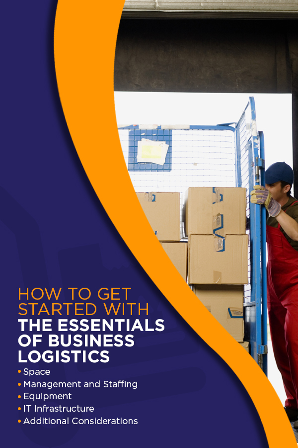 How to get started with the essentials of business logistics. Space, Management and Staffing, Equipment, IT Infrastructure, Additional Considerations.