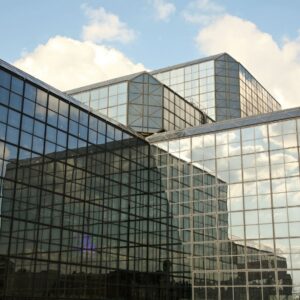 The exterior of the Jacob Javits Convention Center in NYC