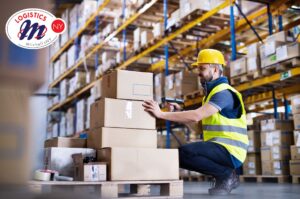 A Mitchell’sNY Logistics warehouse specialist scans boxes of electrical supplies in our dry warehouse facility in the Northeast.